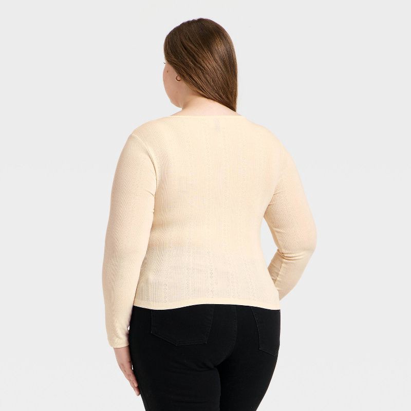 slide 3 of 3, Women's Button-Down Knit Cardigan - Universal Thread™ Cream XXL, 1 ct