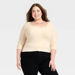 Women's Button-Down Knit Cardigan - Universal Thread™ Cream XXL