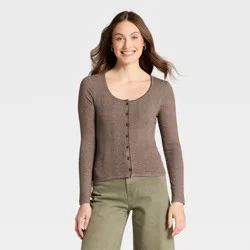 Women's Button-Down Knit Cardigan - Universal Thread™ Brown S