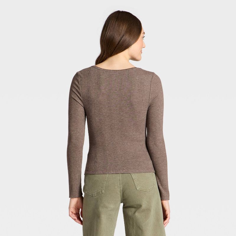 slide 2 of 4, Women's Button-Down Knit Cardigan - Universal Thread™ Brown L, 1 ct