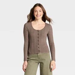 Women's Button-Down Knit Cardigan - Universal Thread™ Brown XL
