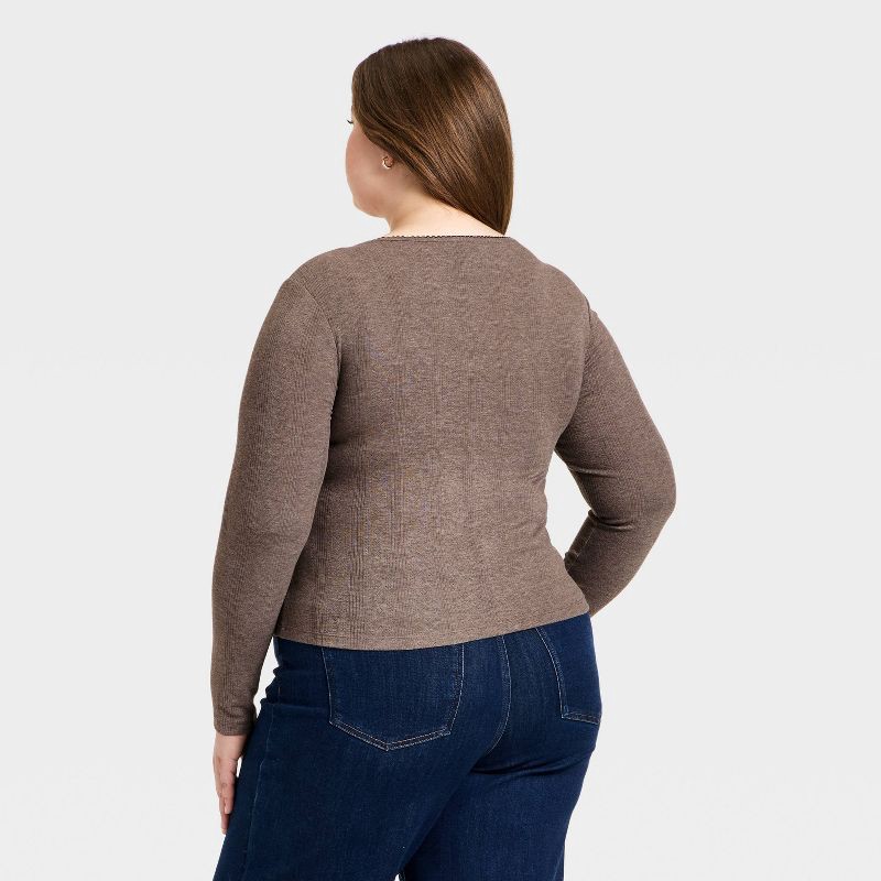 slide 2 of 3, Women's Button-Down Knit Cardigan - Universal Thread™ Brown XXL, 1 ct