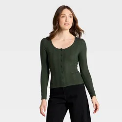 Women's Button-Down Knit Cardigan - Universal Thread™ Dark Green L