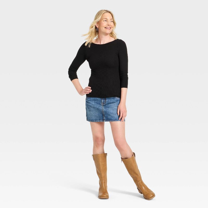 slide 2 of 4, Women's Long Sleeve Blouse - Universal Thread™ Black XS, 1 ct