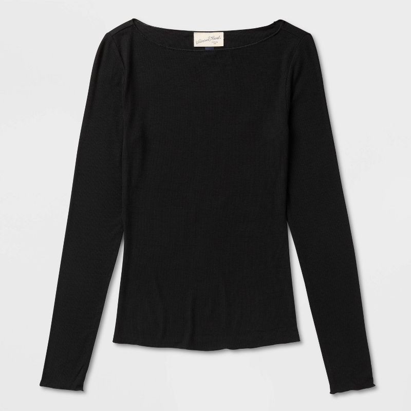 slide 4 of 4, Women's Long Sleeve Blouse - Universal Thread™ Black L, 1 ct