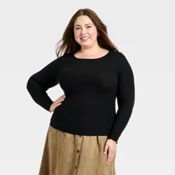 Women's Long Sleeve Blouse - Universal Thread™ Black XXL