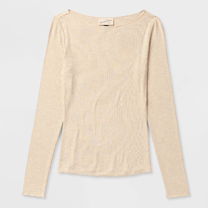 slide 4 of 4, Women's Long Sleeve Blouse - Universal Thread™ Oatmeal S, 1 ct