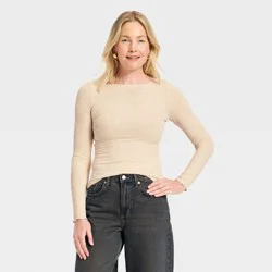 Women's Long Sleeve Blouse - Universal Thread™ Oatmeal M