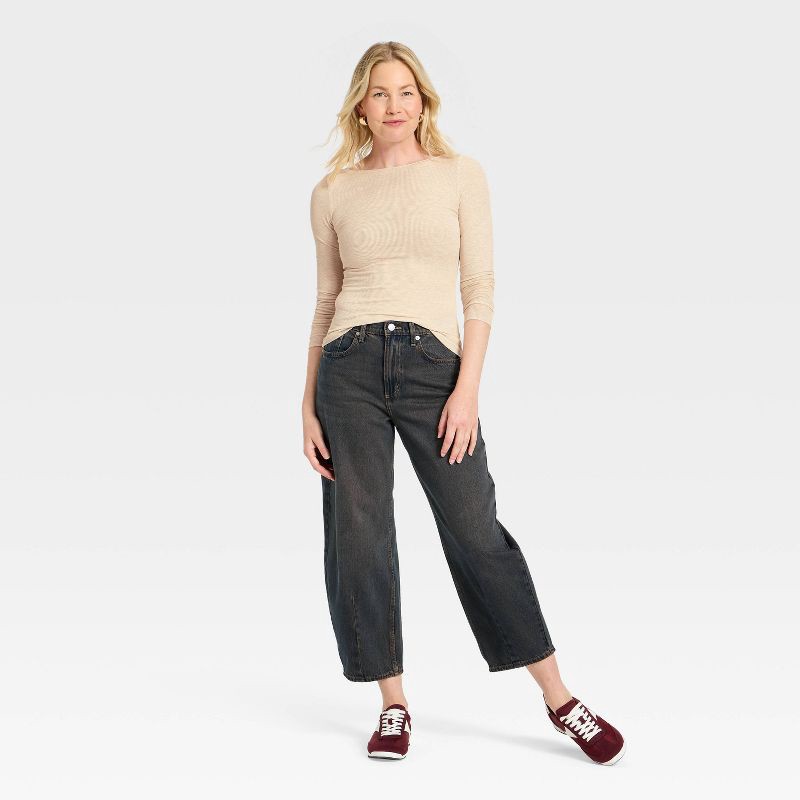 slide 3 of 4, Women's Long Sleeve Blouse - Universal Thread™ Oatmeal XL, 1 ct