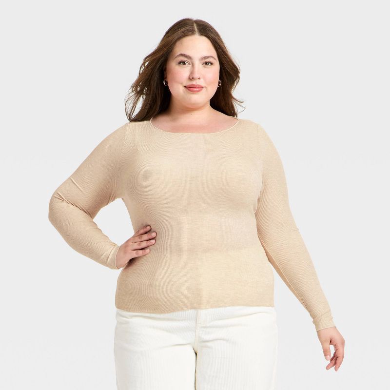 slide 1 of 3, Women's Long Sleeve Blouse - Universal Thread™ Oatmeal XXL, 1 ct