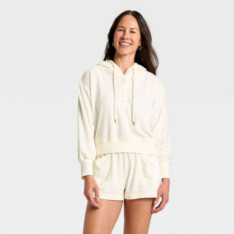 slide 1 of 3, Women's Hooded Sweatshirt - Universal Thread™ Cream L, 1 ct