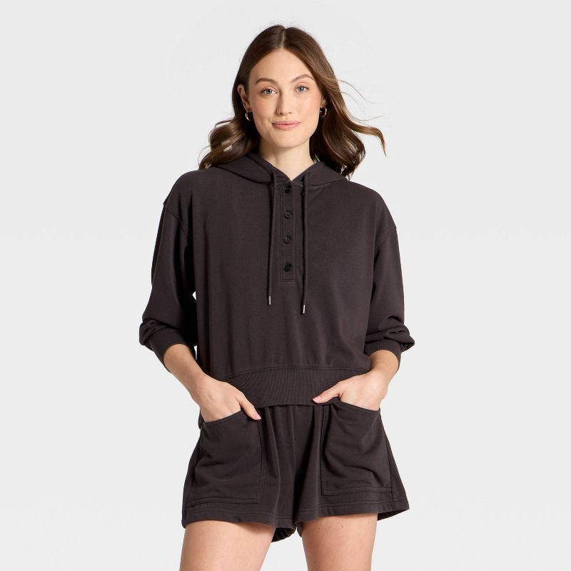 slide 1 of 3, Women's Hooded Sweatshirt - Universal Thread™ Black M, 1 ct