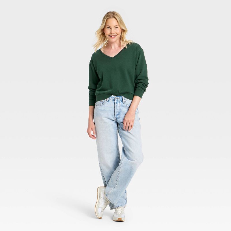 slide 3 of 3, Women's Sweatshirt - Universal Thread™ Dark Green S, 1 ct
