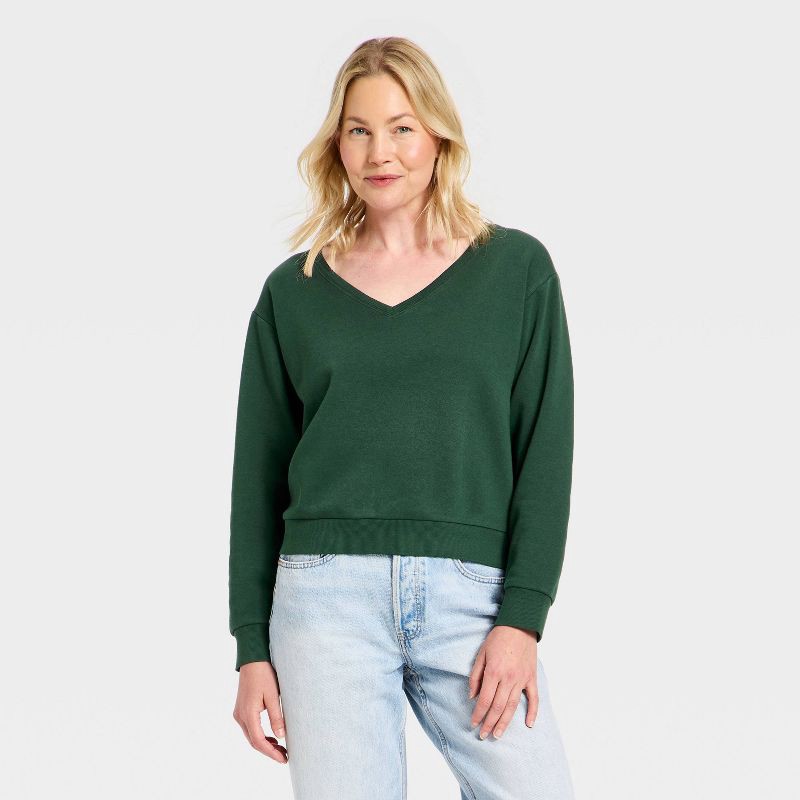 slide 1 of 3, Women's Sweatshirt - Universal Thread™ Dark Green S, 1 ct