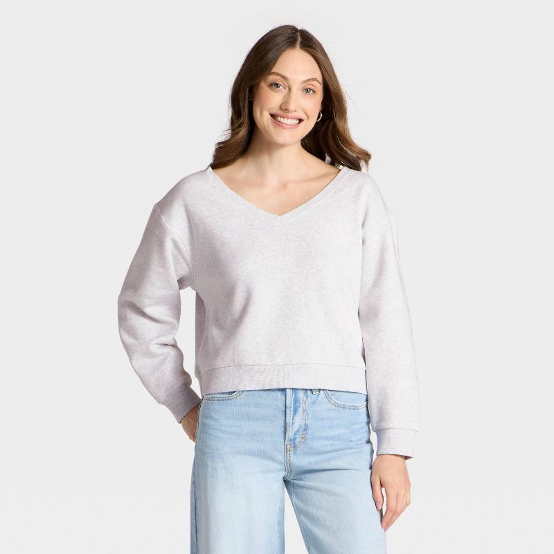 slide 1 of 3, Women's Sweatshirt - Universal Thread™ Light Heather Gray L, 1 ct