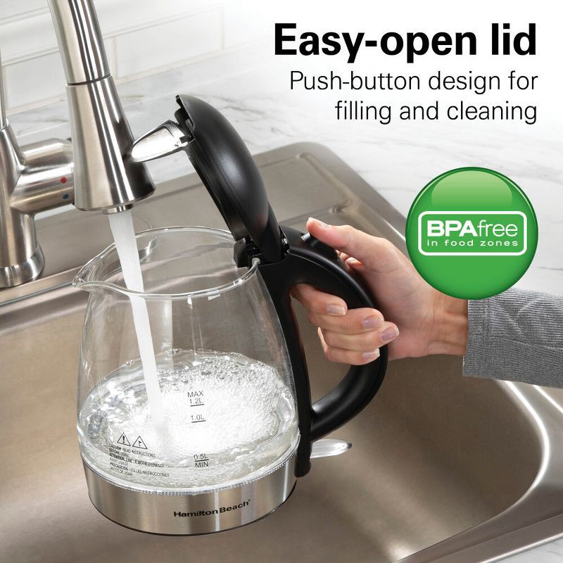slide 5 of 9, Hamilton Beach 1.2L Glass Kettle, 1.2 liter