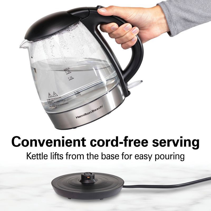 slide 6 of 9, Hamilton Beach 1.2L Glass Kettle, 1.2 liter