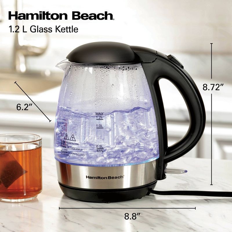 slide 7 of 9, Hamilton Beach 1.2L Glass Kettle, 1.2 liter