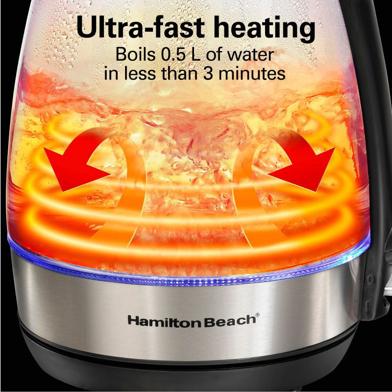 slide 9 of 9, Hamilton Beach 1.2L Glass Kettle, 1.2 liter