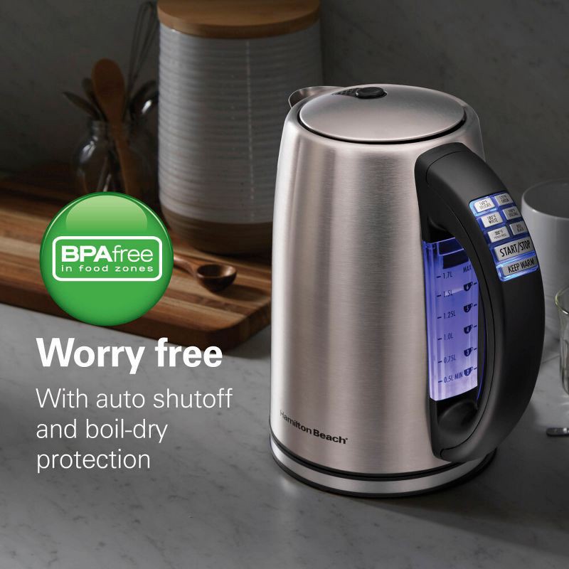 slide 3 of 9, Hamilton Beach 1.7L Digital Kettle 41031, 1.7 liter