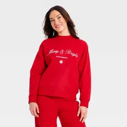 Women's Holiday Knit Embroidered Pullover Sweatshirt - Universal Thread™ Red S