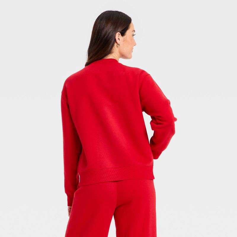 slide 2 of 3, Women's Holiday Knit Embroidered Pullover Sweatshirt - Universal Thread™ Red L, 1 ct