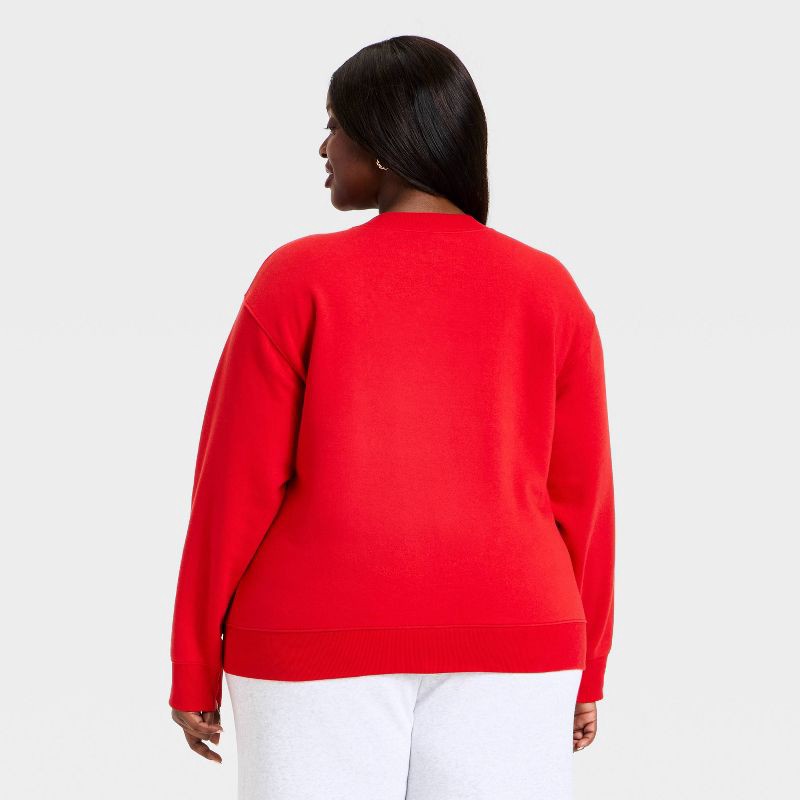 slide 2 of 3, Women's Holiday Knit Embroidered Pullover Sweatshirt - Universal Thread™ Red XXL, 1 ct