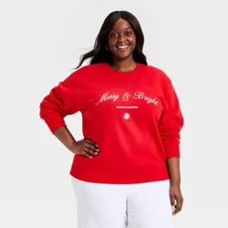 Women's Holiday Knit Embroidered Pullover Sweatshirt - Universal Thread™ Red XXL