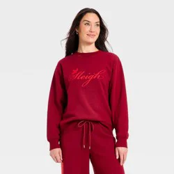 Women's Holiday Knit Graphic Pullover Sweatshirt - Universal Thread™ Maroon S