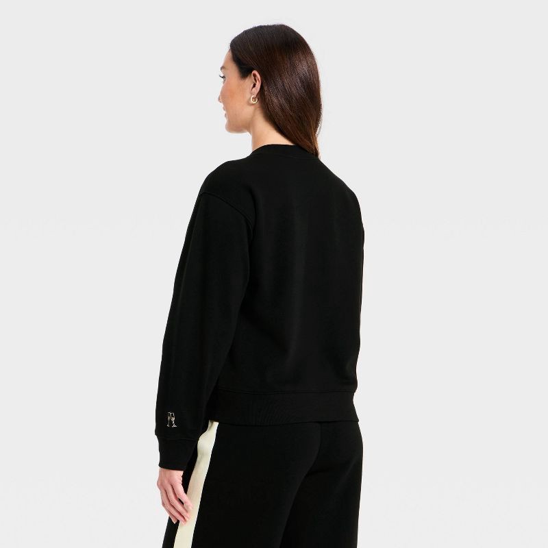 slide 2 of 3, Women's Holiday Knit Embroidered Pullover Sweatshirt - Universal Thread™ Black XL, 1 ct