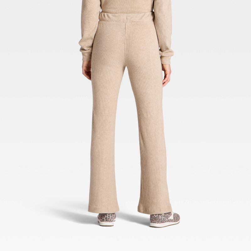 slide 2 of 3, Women's Mid-Rise Ribbed Flare Pants - Universal Thread™ Oatmeal XS, 1 ct