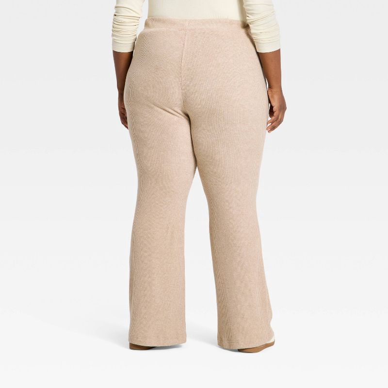 slide 2 of 3, Women's Mid-Rise Ribbed Flare Pants - Universal Thread™ Oatmeal XXL, 1 ct
