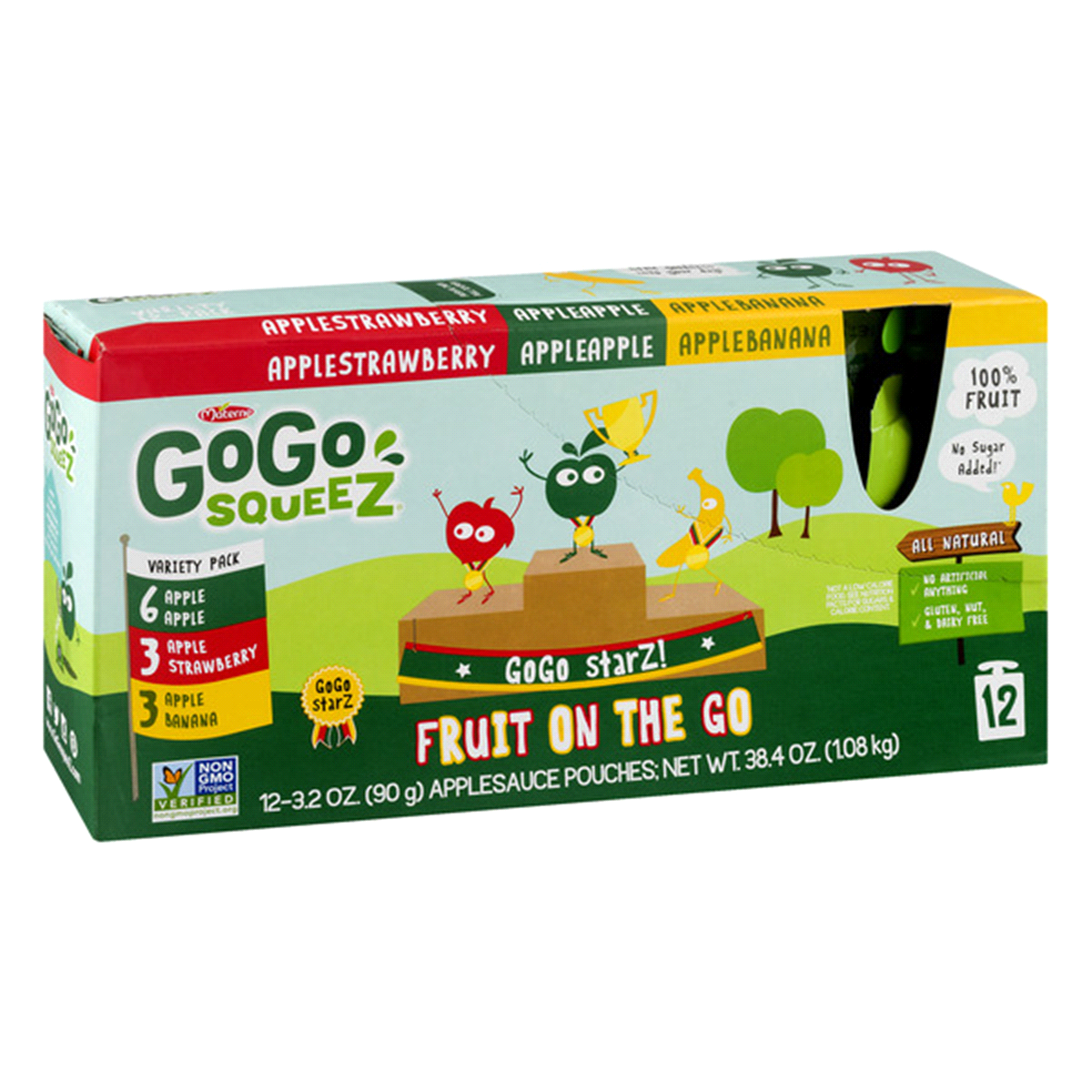 slide 2 of 7, GoGo squeeZ Apple, Banana & Strawberry Applesauce On The Go Variety Pack, 12 ct; 3.2 oz