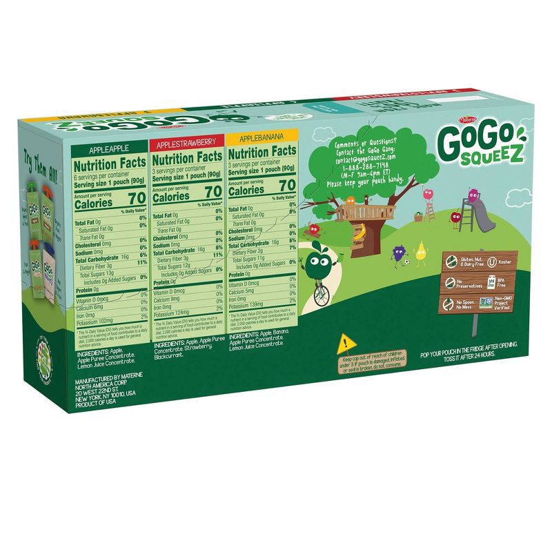 slide 5 of 7, GoGo squeeZ Applesauce and Fruit Puree Apple Apple, Apple Strawberry, Apple Banana Snack Pouches, 12 ct