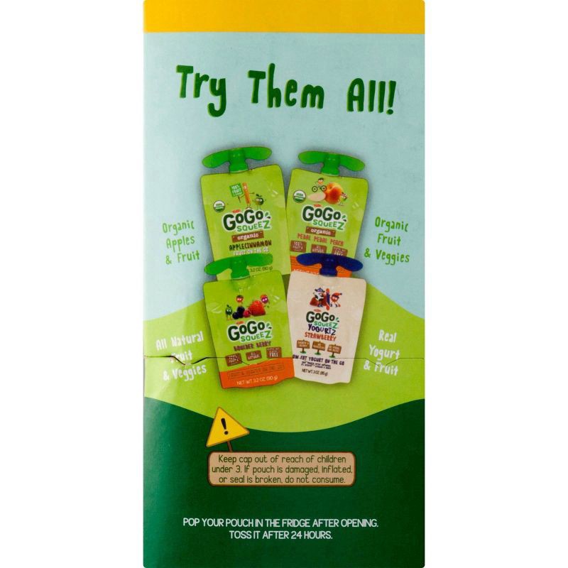 slide 7 of 7, GoGo squeeZ Applesauce and Fruit Puree Apple Apple, Apple Strawberry, Apple Banana Snack Pouches, 12 ct