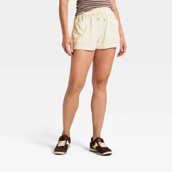 Women's Mid-Rise Fleece Pull-On Shorts - Universal Thread™ Cream L