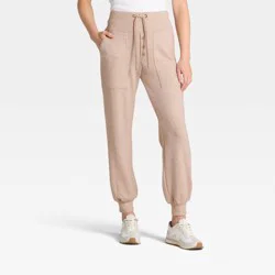 Women's High-Rise Knit Joggers - Universal Thread™ Heather Oatmeal S