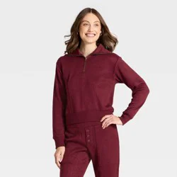 Women's Quarter Zip Pullover Sweatshirt - Universal Thread™ Burgundy M
