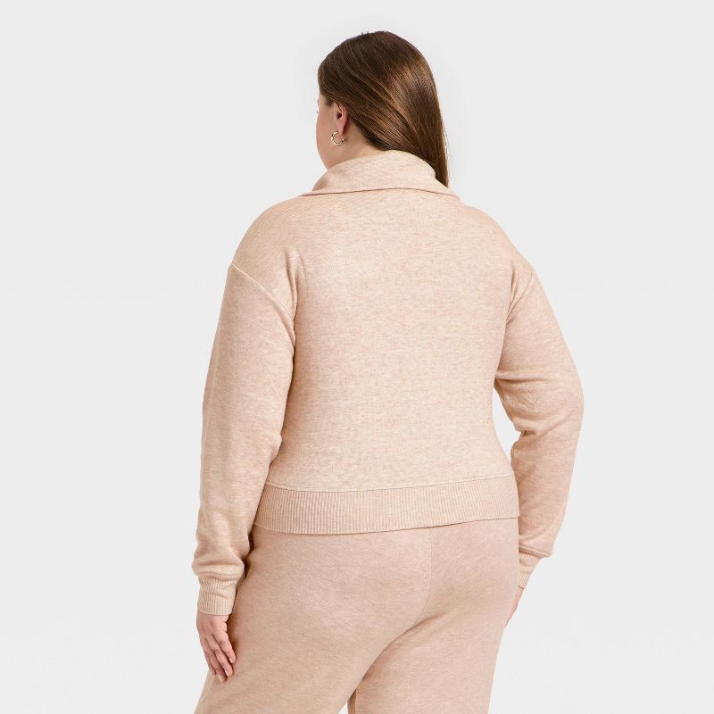 slide 2 of 3, Women's Quarter Zip Pullover Sweatshirt - Universal Thread™ Heather Oatmeal XXL, 1 ct