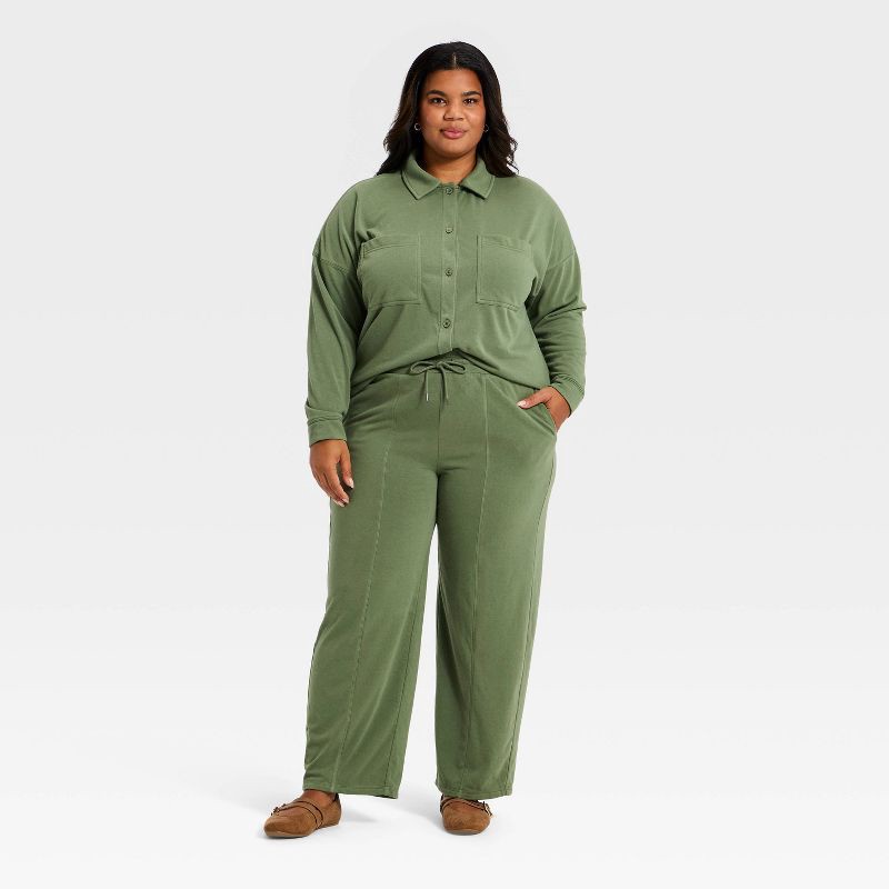 slide 2 of 3, Women's Mid-Rise Fleece Tapered Ankle Sweatpants - Universal Thread™ Olive Green XXL, 1 ct