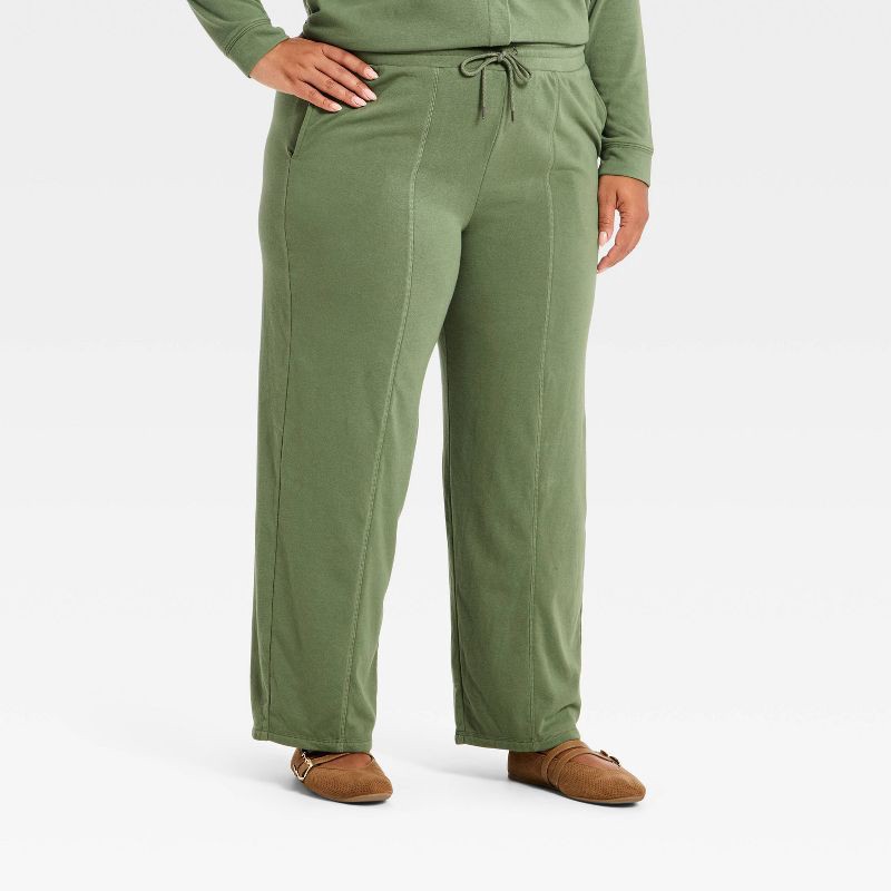 slide 1 of 3, Women's Mid-Rise Fleece Tapered Ankle Sweatpants - Universal Thread™ Olive Green XXL, 1 ct