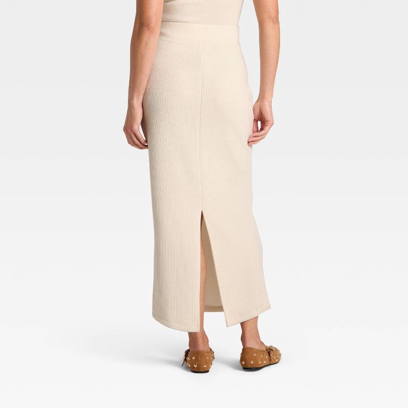 slide 2 of 4, Women's Knit Ribbed Maxi Pencil Skirt - Universal Thread™ Cream XL, 1 ct