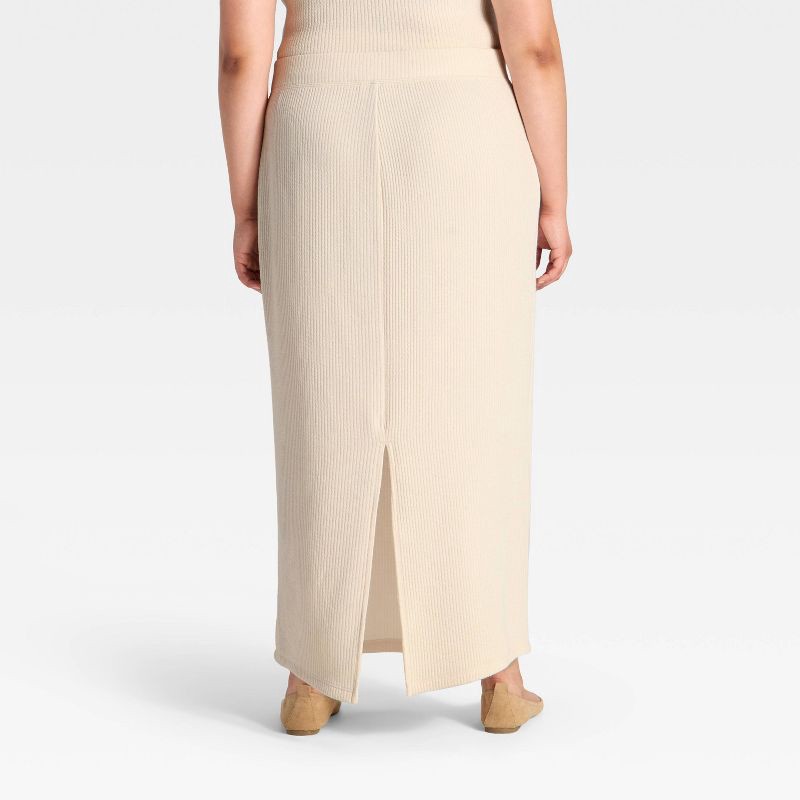 slide 2 of 3, Women's Knit Ribbed Maxi Pencil Skirt - Universal Thread™ Cream XXL, 1 ct
