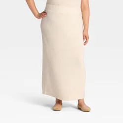 Women's Knit Ribbed Maxi Pencil Skirt - Universal Thread™ Cream XXL