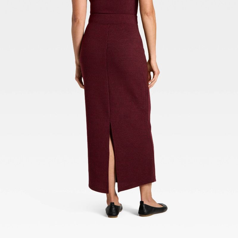 slide 2 of 4, Women's Knit Ribbed Maxi Pencil Skirt - Universal Thread™ Burgundy XL, 1 ct