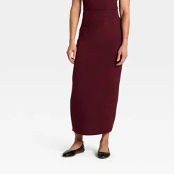 Women's Knit Ribbed Maxi Pencil Skirt - Universal Thread™ Burgundy XL