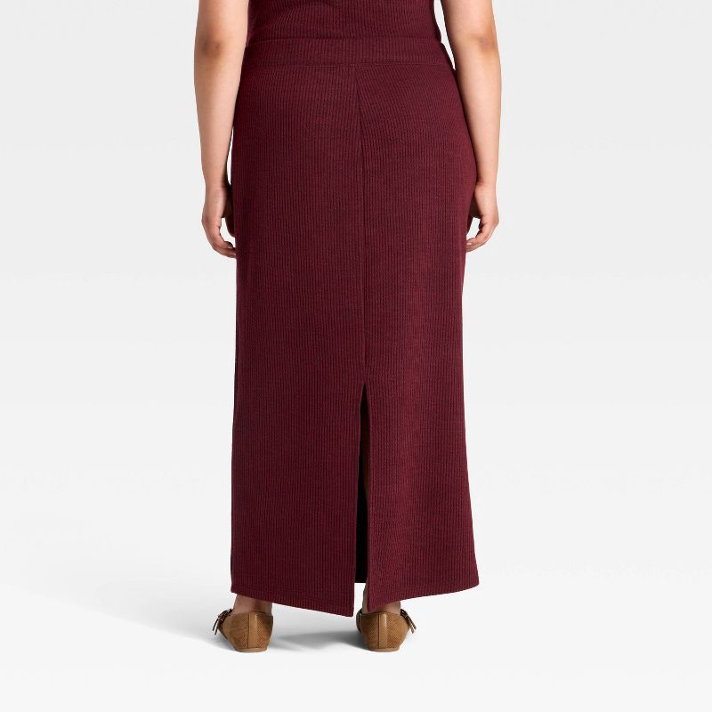 slide 2 of 3, Women's Knit Ribbed Maxi Pencil Skirt - Universal Thread™ Burgundy XXL, 1 ct