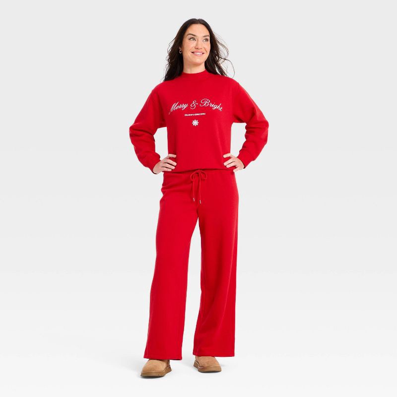 slide 3 of 3, Women's Mid-Rise Straight Leg Pull-On Pants - Universal Thread™ Red M, 1 ct