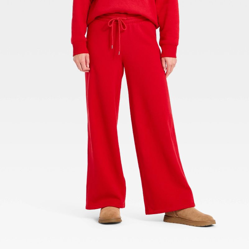 slide 1 of 3, Women's Mid-Rise Straight Leg Pull-On Pants - Universal Thread™ Red M, 1 ct