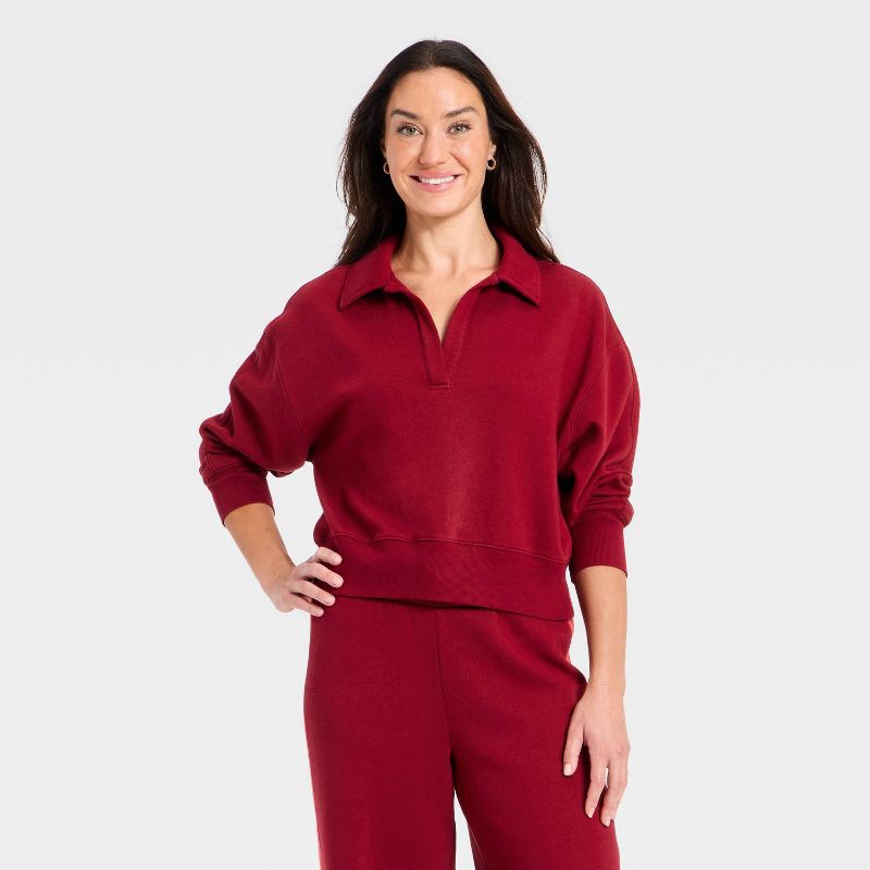 slide 1 of 3, Women's Pullover Sweatshirt - Universal Thread™ Maroon M, 1 ct